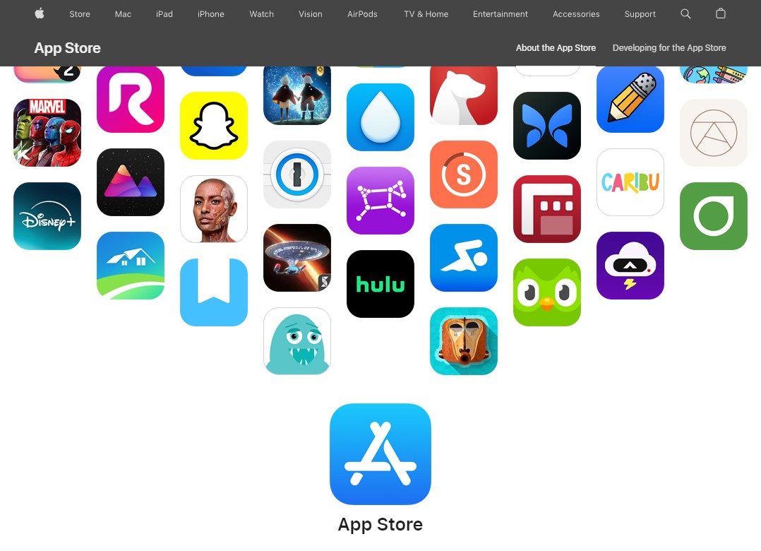 Скриншот сайта App Store