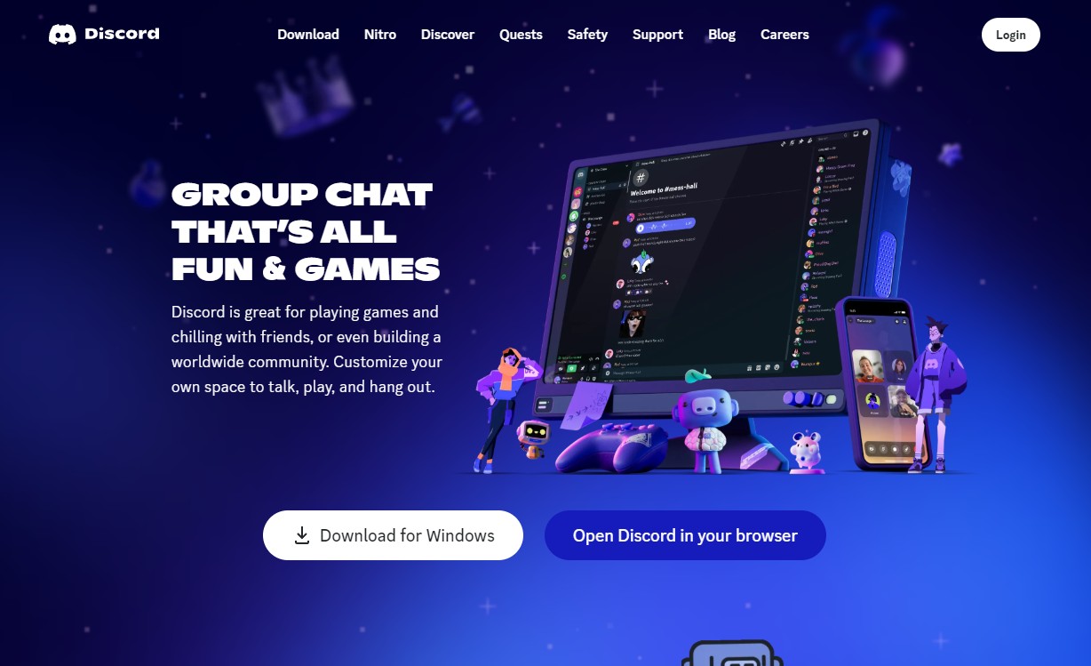 Скриншот сайта Discord