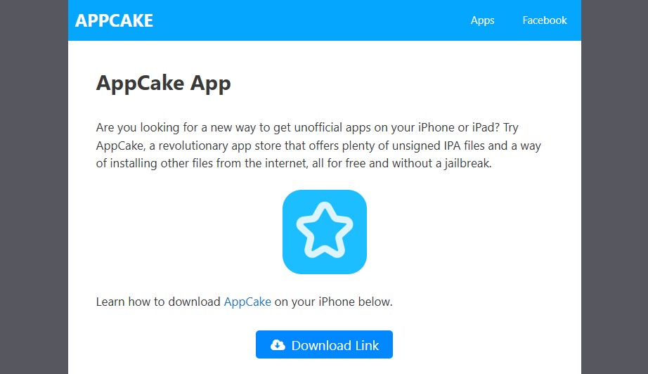 Скриншот сайта AppCake