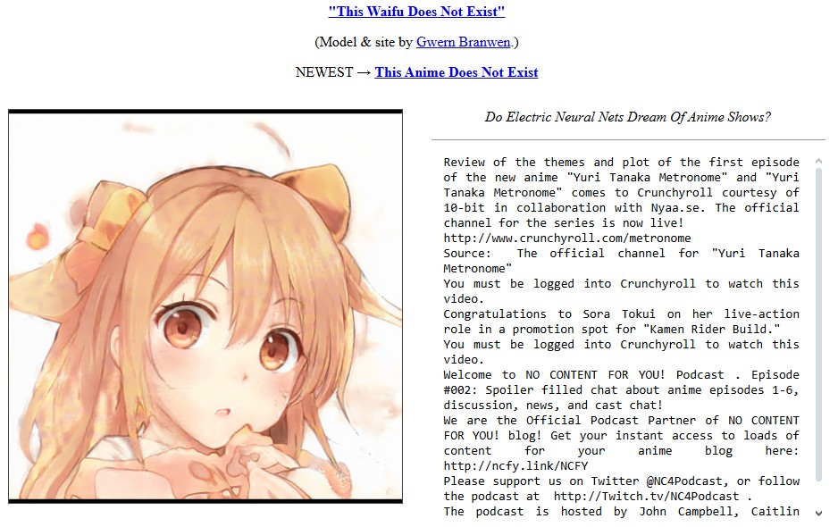 Скриншот сайта Генератор аниме персонажей