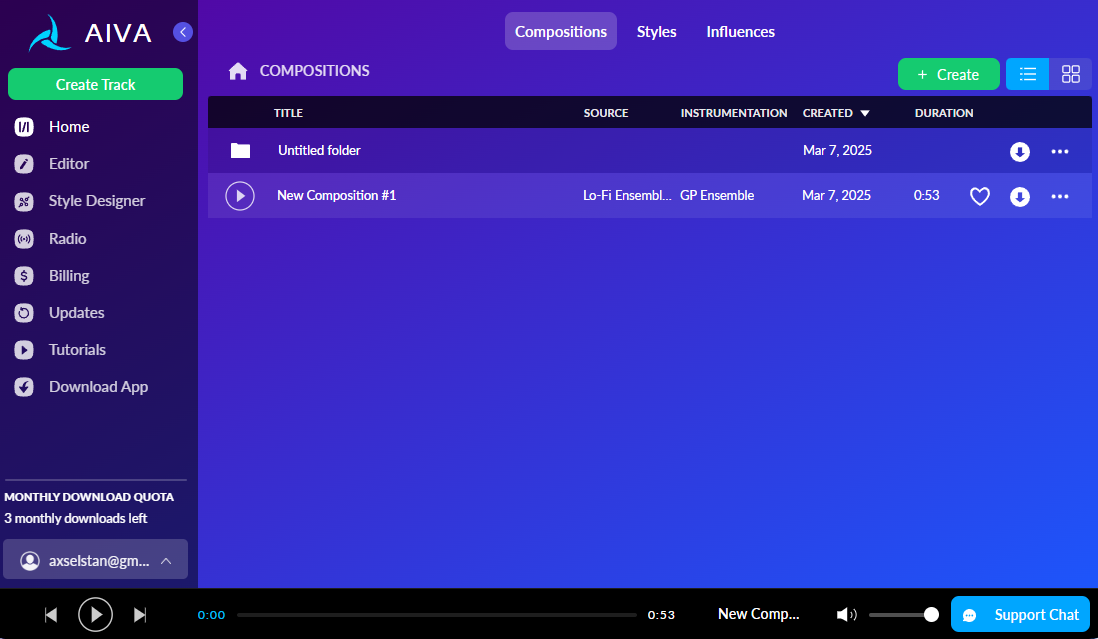 Скриншот сайта AIVA